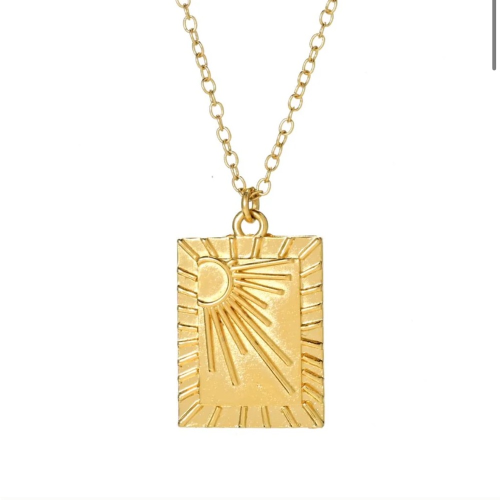 MAYAMAR 24K Gold Plated‎ Sun Pendant w/ 16"+2" Chain NEW